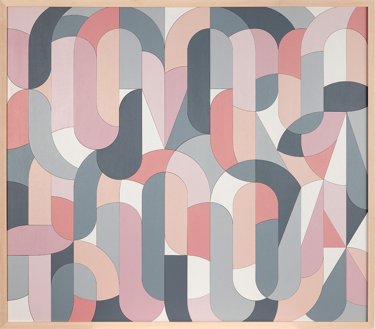 abstracted typography design in shades of blue and red