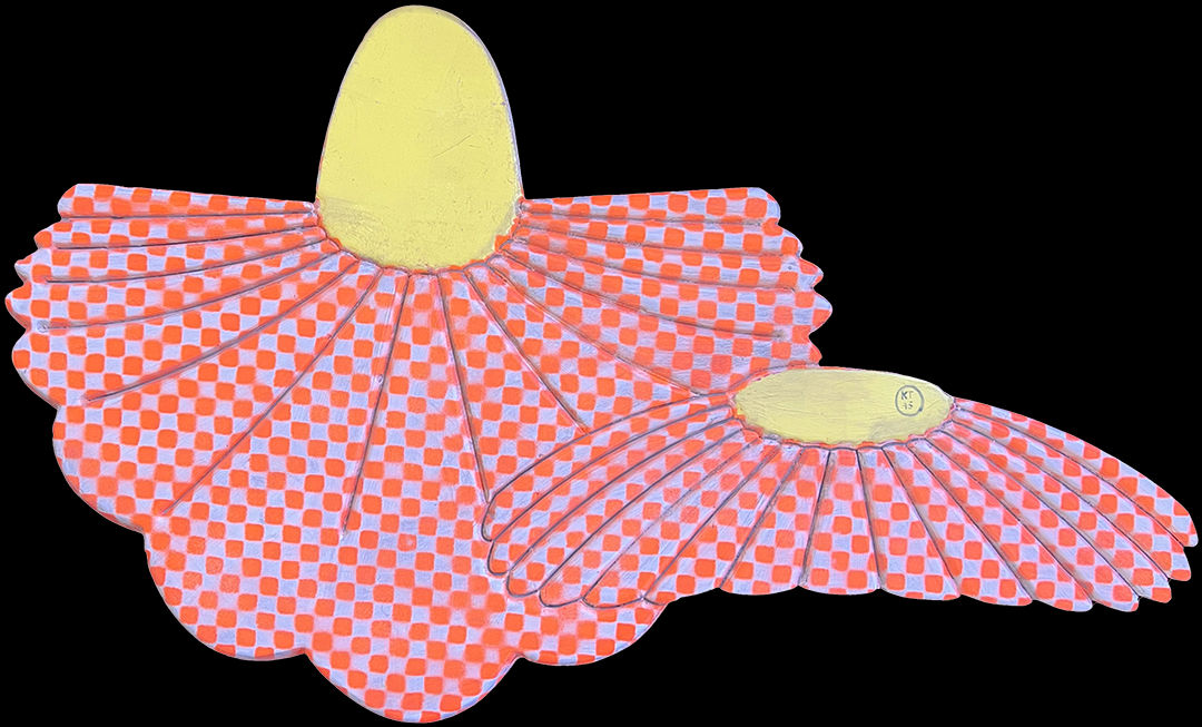 painting of flowers on a wood cutout by KEFE