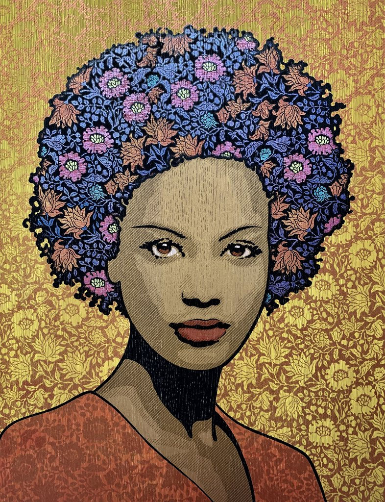 7 color screen print on wood panel 