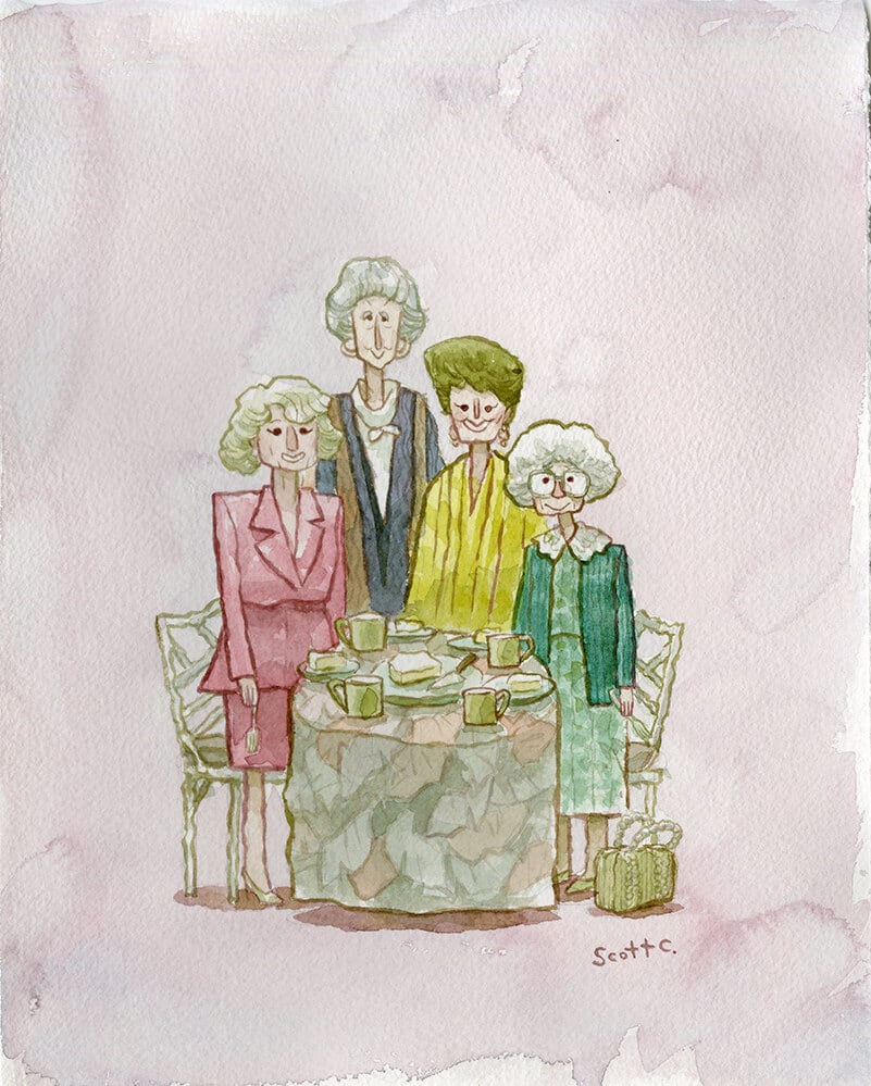 painting of four characters from The Golden Girls