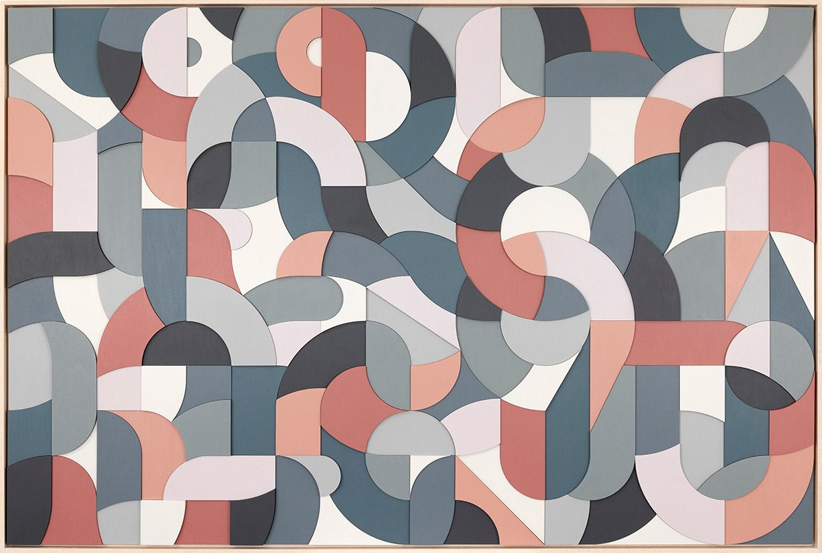 Scott Albrecht abstracted typography design in shades of blue lavender and red