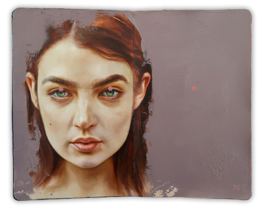 Portrait of a woman on a Moleskine notebook by Aaron Nagel