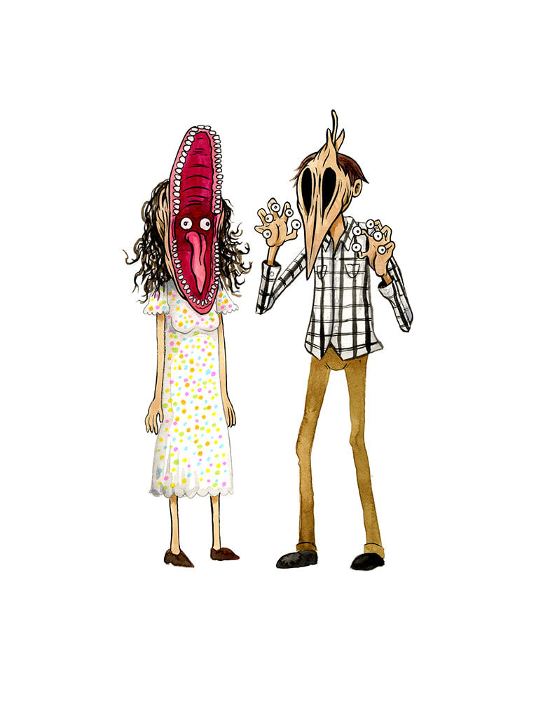 Painting by Alex Pardee of Barbara and Adam from Beetlejuice