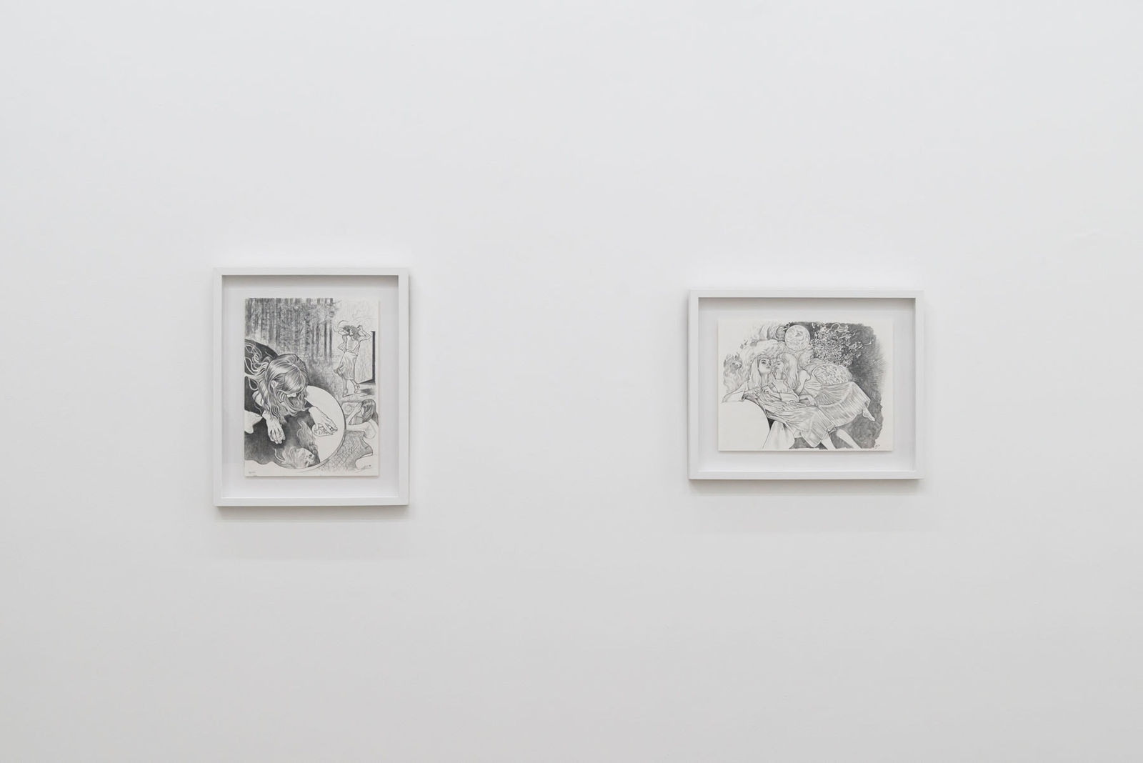 Installation photo of Martine Johanna's drawings at Hashimoto Contemporary Los Angeles