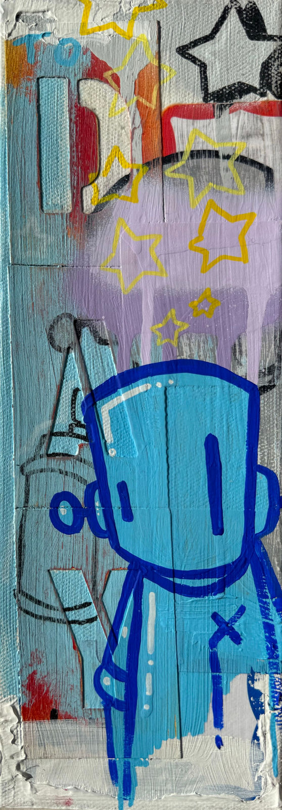 blue robot with a dark blue outline