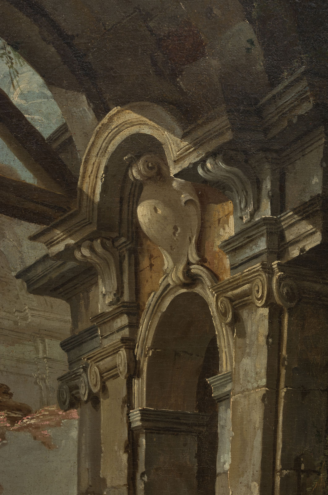 Jean-Nicolas Servandoni, Architectural capriccio with the disciples of Emmaüs - Caprice architectural aux pèlerins d'Emmaüs , ca. 1730-1735