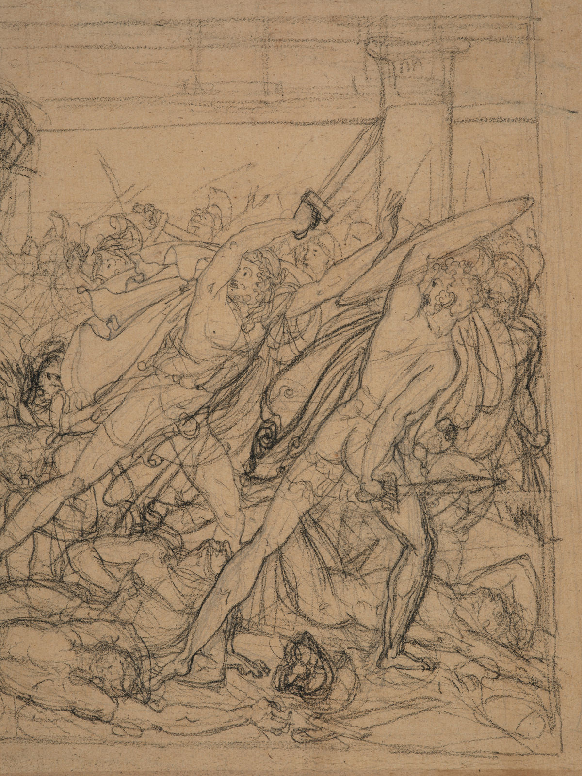 Anne-Louis Girodet de Roussy-Trioson, Perseus brandishing Medusa's Head to fight Phineas' Supporters/ Persée brandissant la tête de Méduse pour combattre les partisans de Phinée, ca. 1800-1810