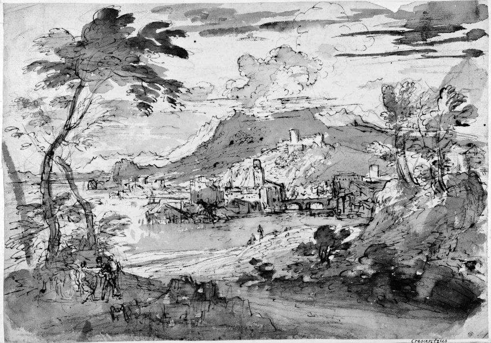 Follower of Pozzoserrato/ Suiveur de Pozzoserrato, Landscape with the Flight into Egypt - Paysage à la fuite en Egypte, circa 1630