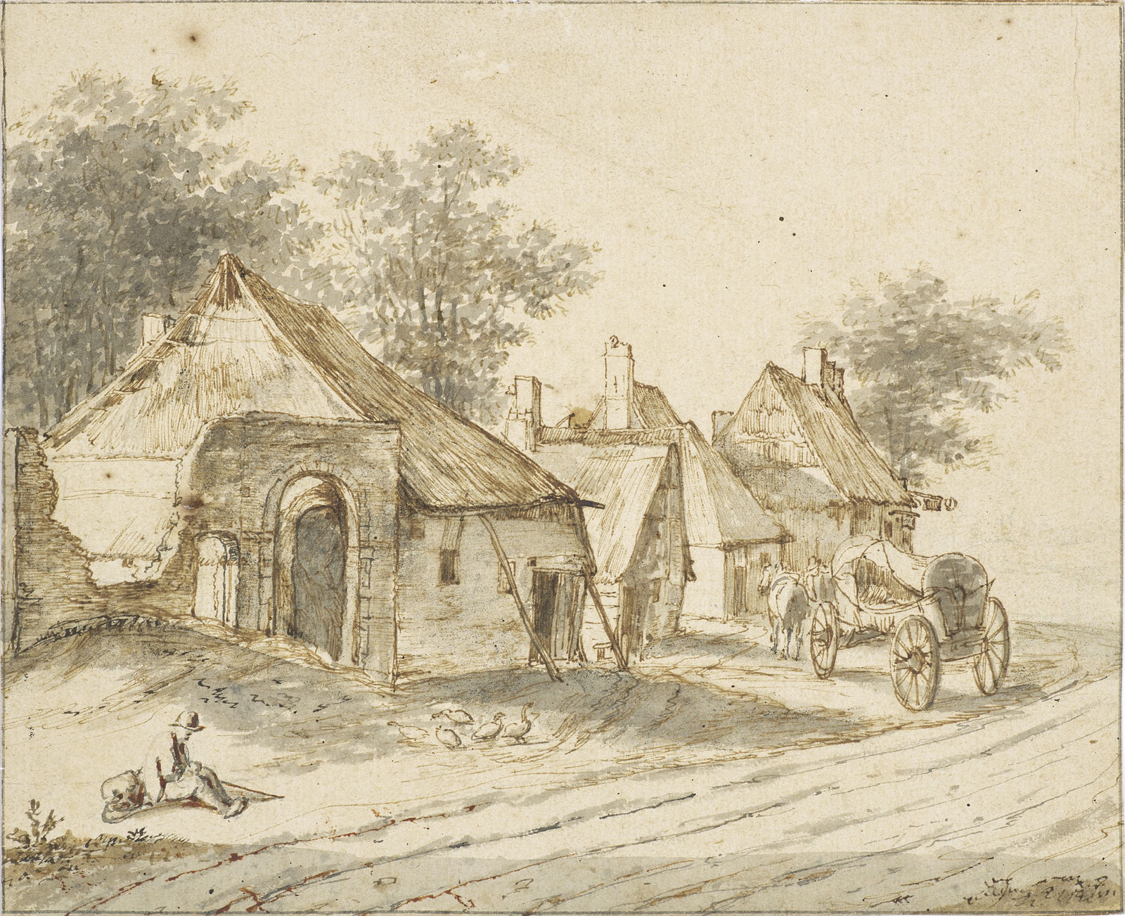 Jan Brueghel the Elder /Jan Brueghel l’Ancien (dit « Brueghel de Velours), Lively View from the End of a Village/ Vue animée de l’extrémité d’un village, ca. 1615