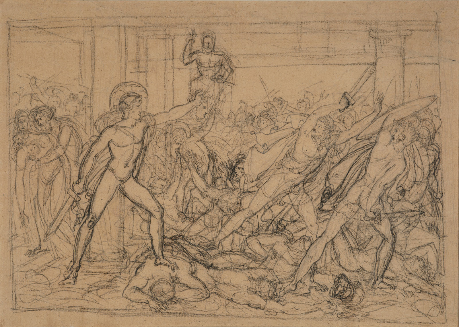 Anne-Louis Girodet de Roussy-Trioson, Perseus brandishing Medusa's Head to fight Phineas' Supporters/ Persée brandissant la tête de Méduse pour combattre les partisans de Phinée, ca. 1800-1810