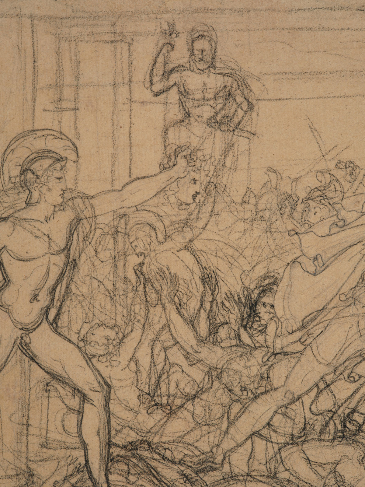 Anne-Louis Girodet de Roussy-Trioson, Perseus brandishing Medusa's Head to fight Phineas' Supporters/ Persée brandissant la tête de Méduse pour combattre les partisans de Phinée, ca. 1800-1810