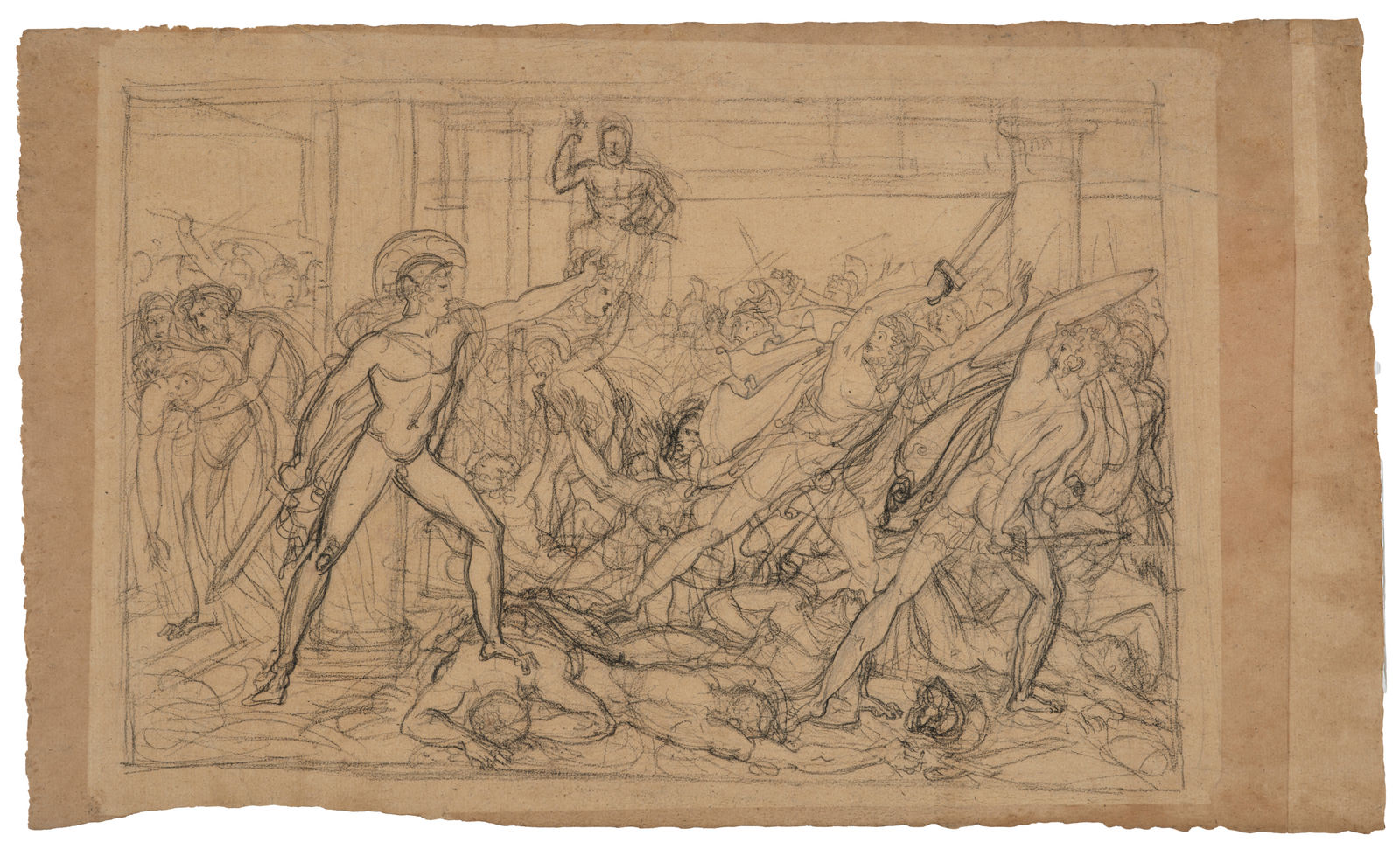 Anne-Louis Girodet de Roussy-Trioson, Perseus brandishing Medusa's Head to fight Phineas' Supporters/ Persée brandissant la tête de Méduse pour combattre les partisans de Phinée, ca. 1800-1810