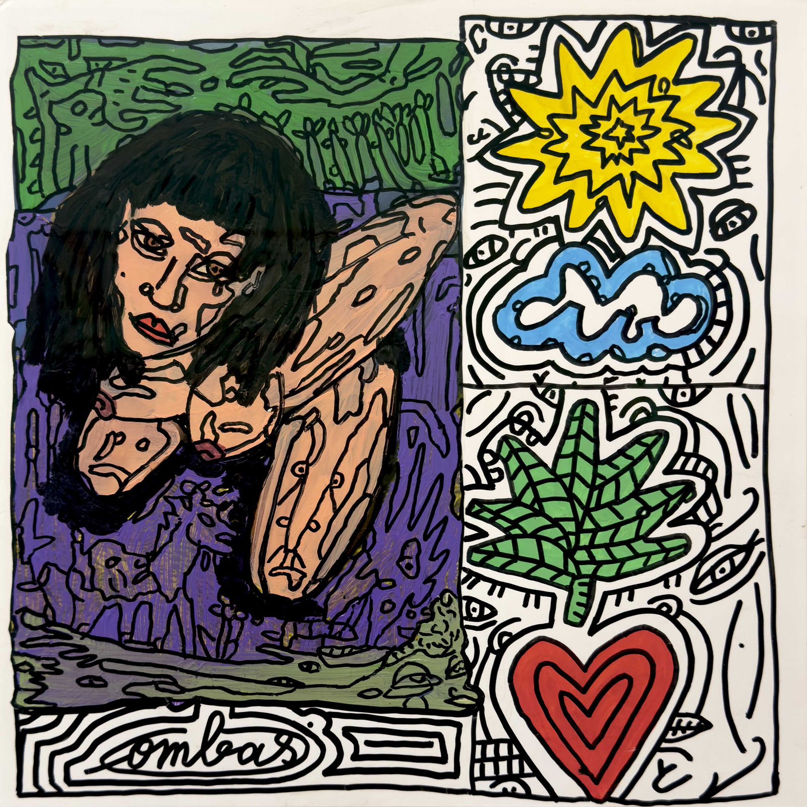 Robert Combas, À GENOUX, SE RELEVER BIENTÔT POUR AFFRONTER LA VIE, POUR AFFRONTER LE CIEL ET SES NUAGES, POUR AFFRONTER L'AIR, LA PLUIE ET LA VERDURE. POUR AFFRONTER L'AMOUR., 2025