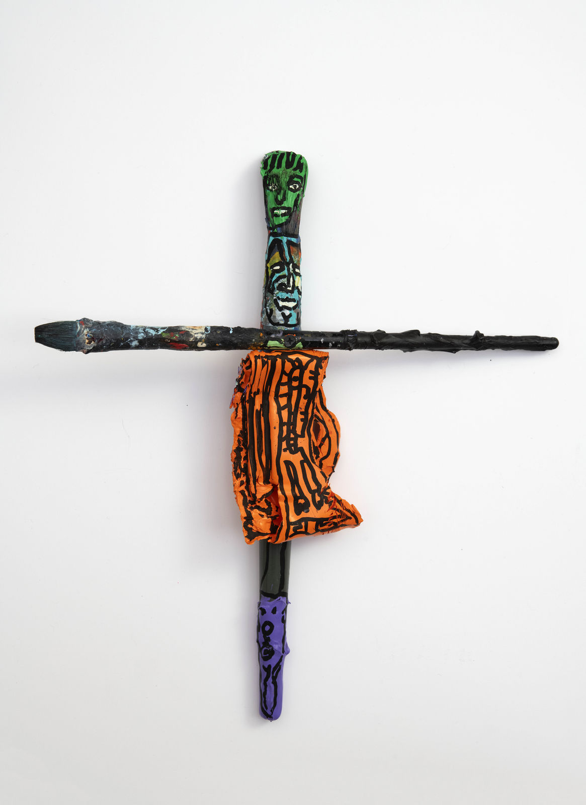 Robert Combas, TÊTE VERTE ET ROUGE FLAMBOYANT AU CORPS, 2024