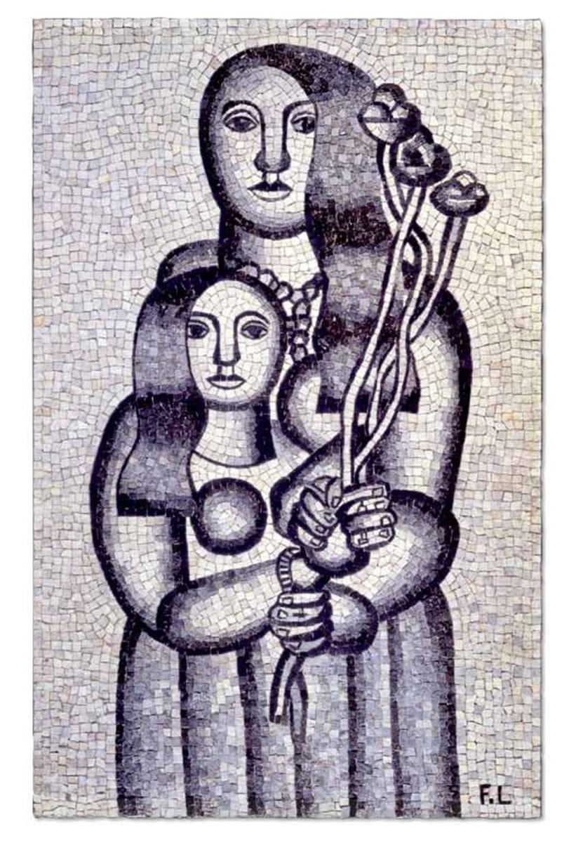 Fernand-Léger-Two-Women-with-flowers-on-a-Grey-background