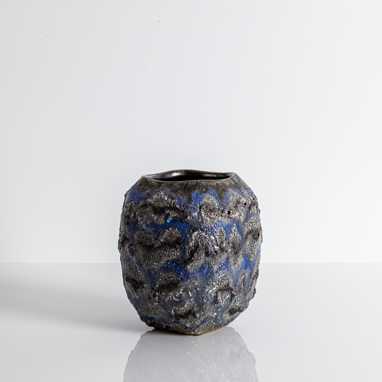 Gary Dipasquale, Squared Black, Grey, and Blue Textured Vase