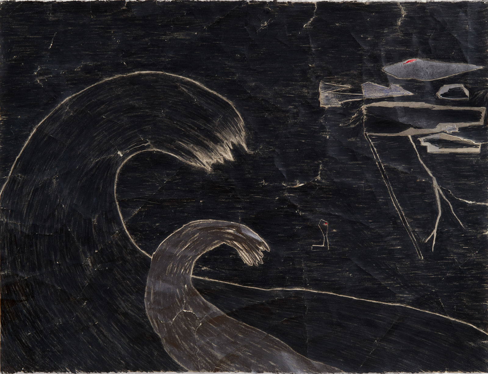 Two large waves in a thunderstorm