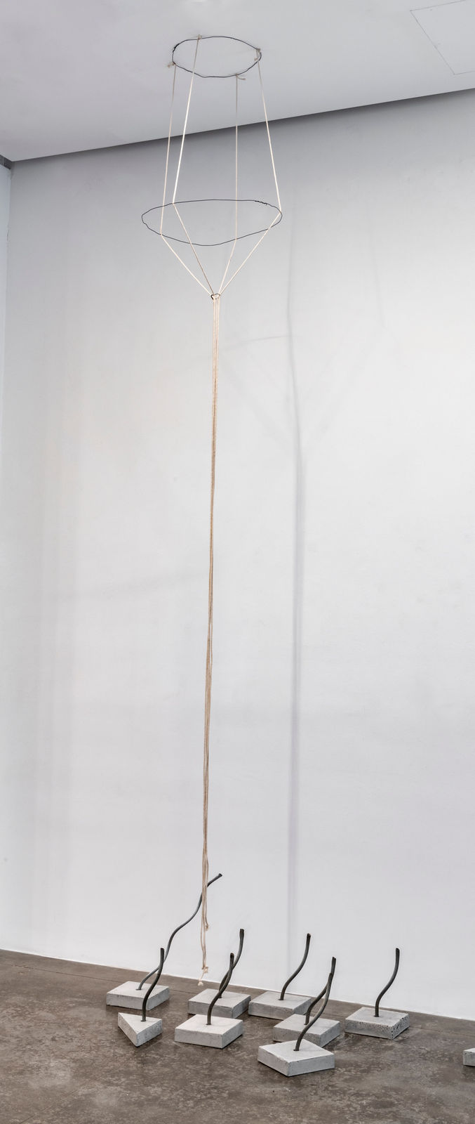 Rope and wire vessel hanging from the ceiling