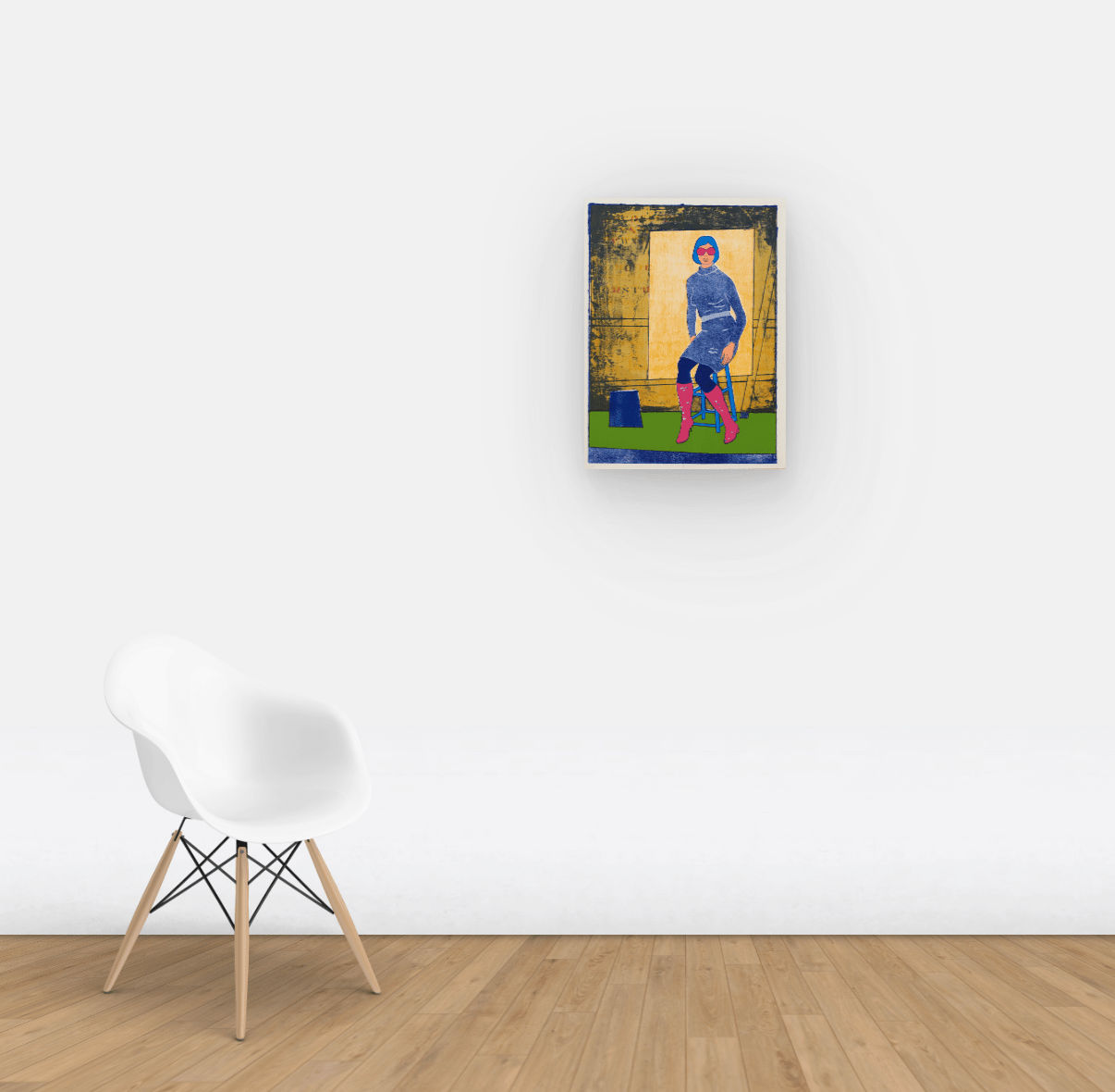 View on wall of Painting of female body varying and repeating pages