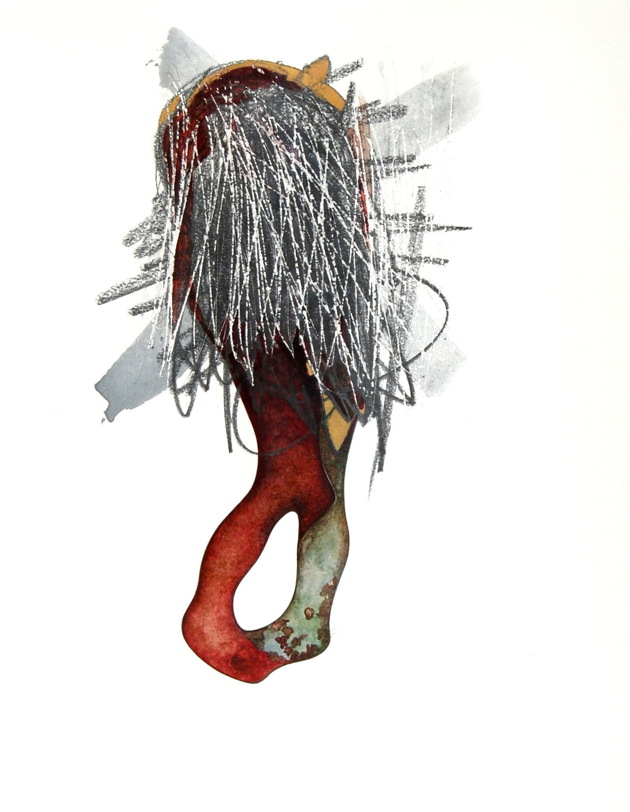 A figure collaged from images pulled from ethnographic, anthropology and fashion magazines