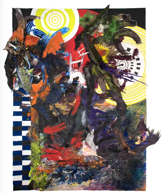 Abstract work with colorful swirls and patterns