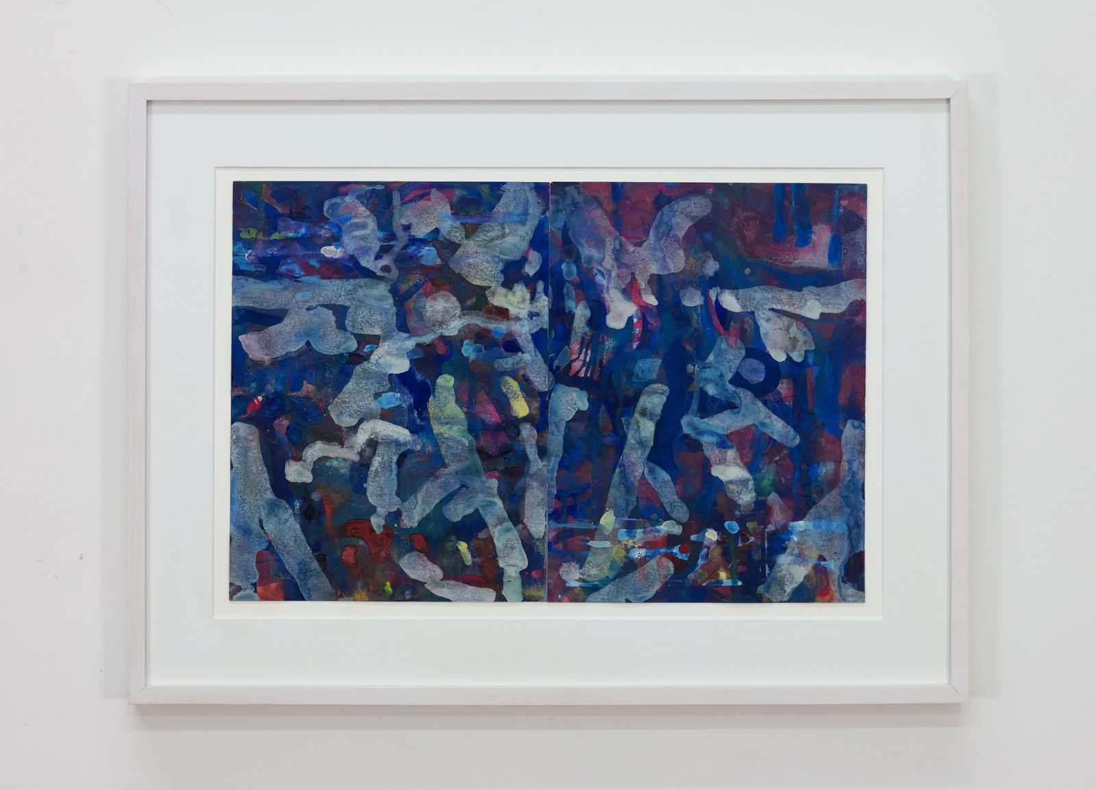 Multicolored abstract work featuring shades of blue and red