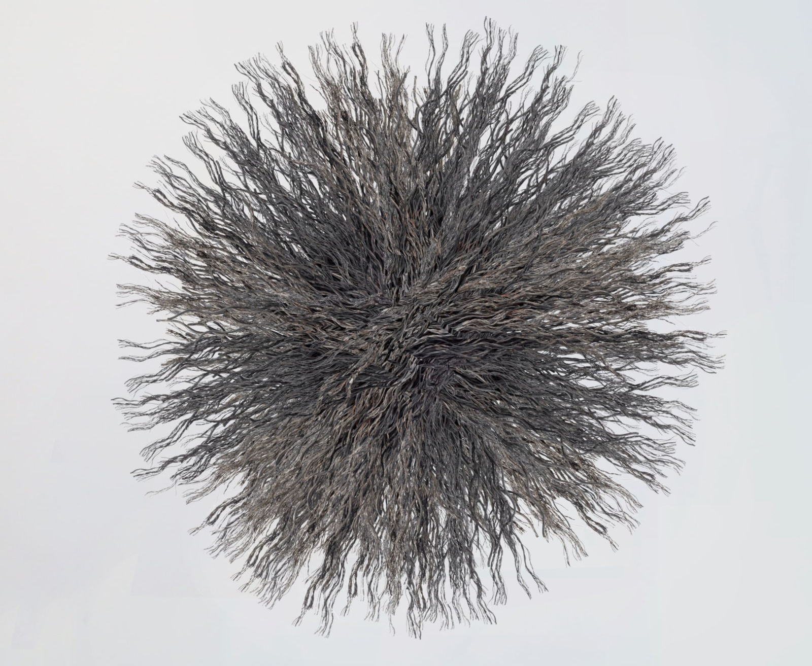 Artwork composed of a circular starburst shaped bundle of wire rope