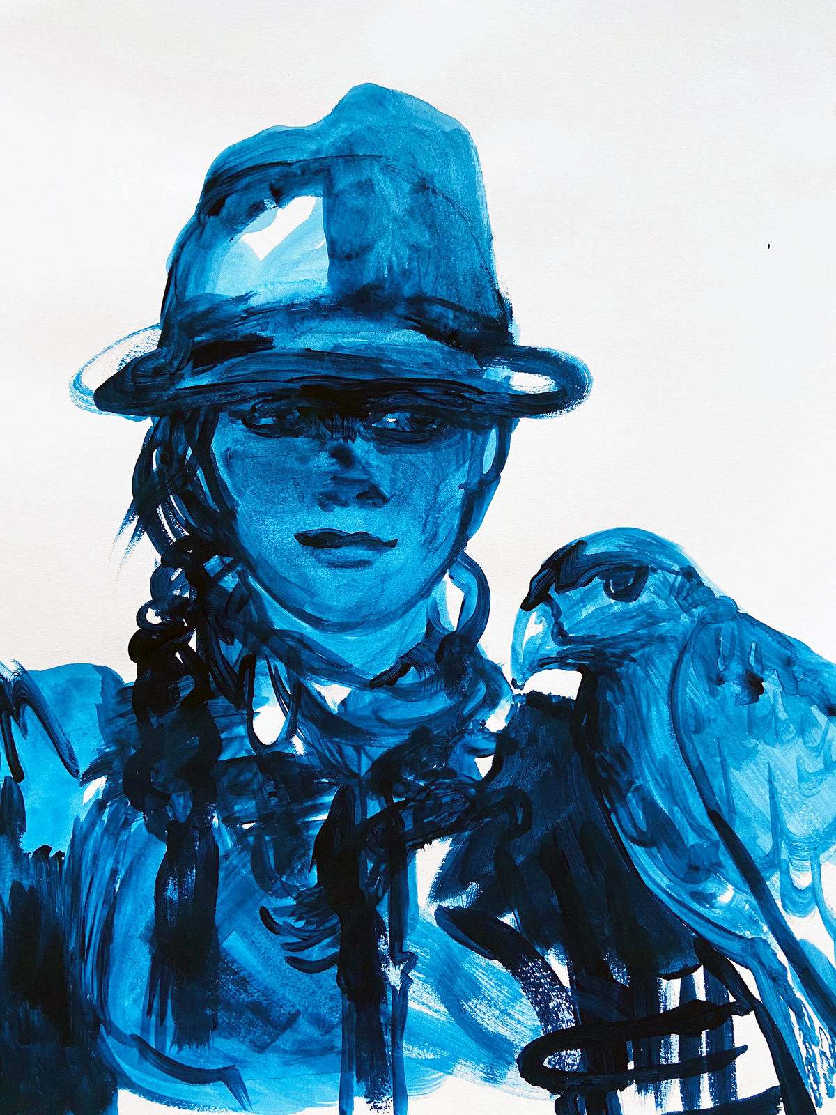 Suzy Spence, Blue rider (falcon), 2020