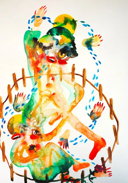 Alymamah Rashed Think of Me When My Name Dances Around Your Halo, 2019 Watercolor on paper 48.3 x 33 cm 19 x 13 in (C00689)