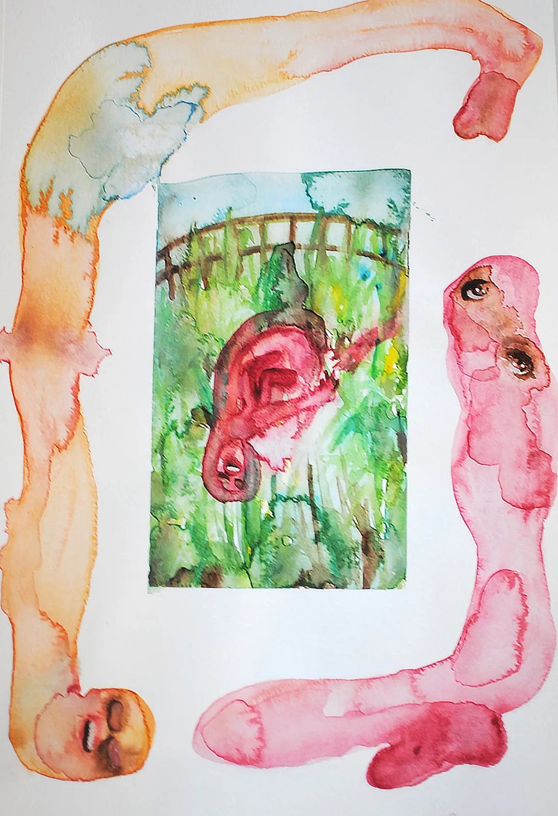 Alymamah Rashed I Dream About My Shelter (Without You Me) , 2020 Watercolor on paper 33 x 48.3 cm 13 x 19 in (C00687)