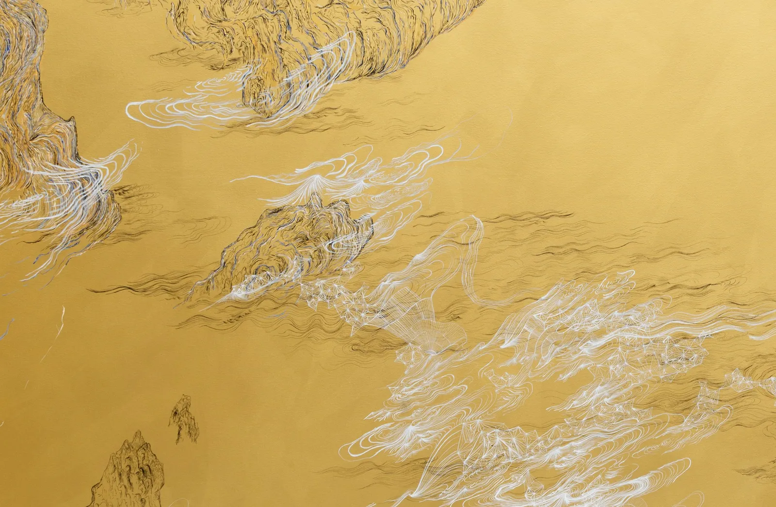 Image of Sandra Cinto painting Landscape in Gold II.
