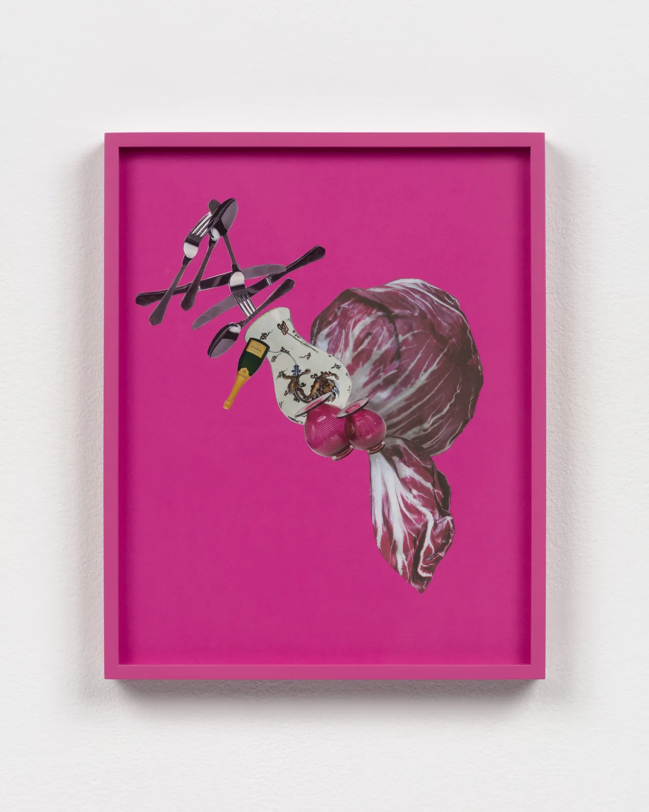 Image of Catachresis on paper #78 (head of radicchio, boca de jarro, teeth of the fork, neck of the bottle)