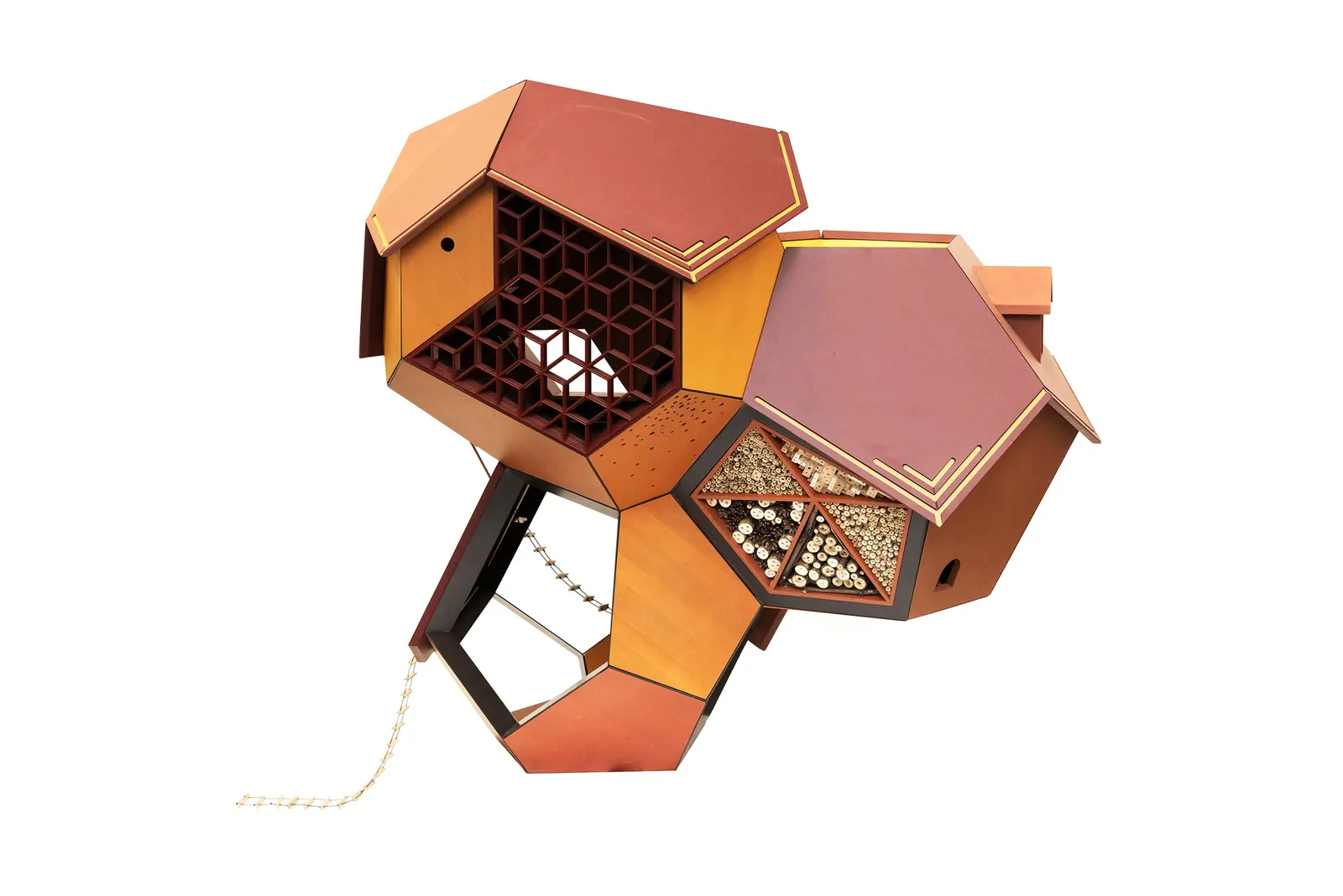 Wooden sculpture against white background