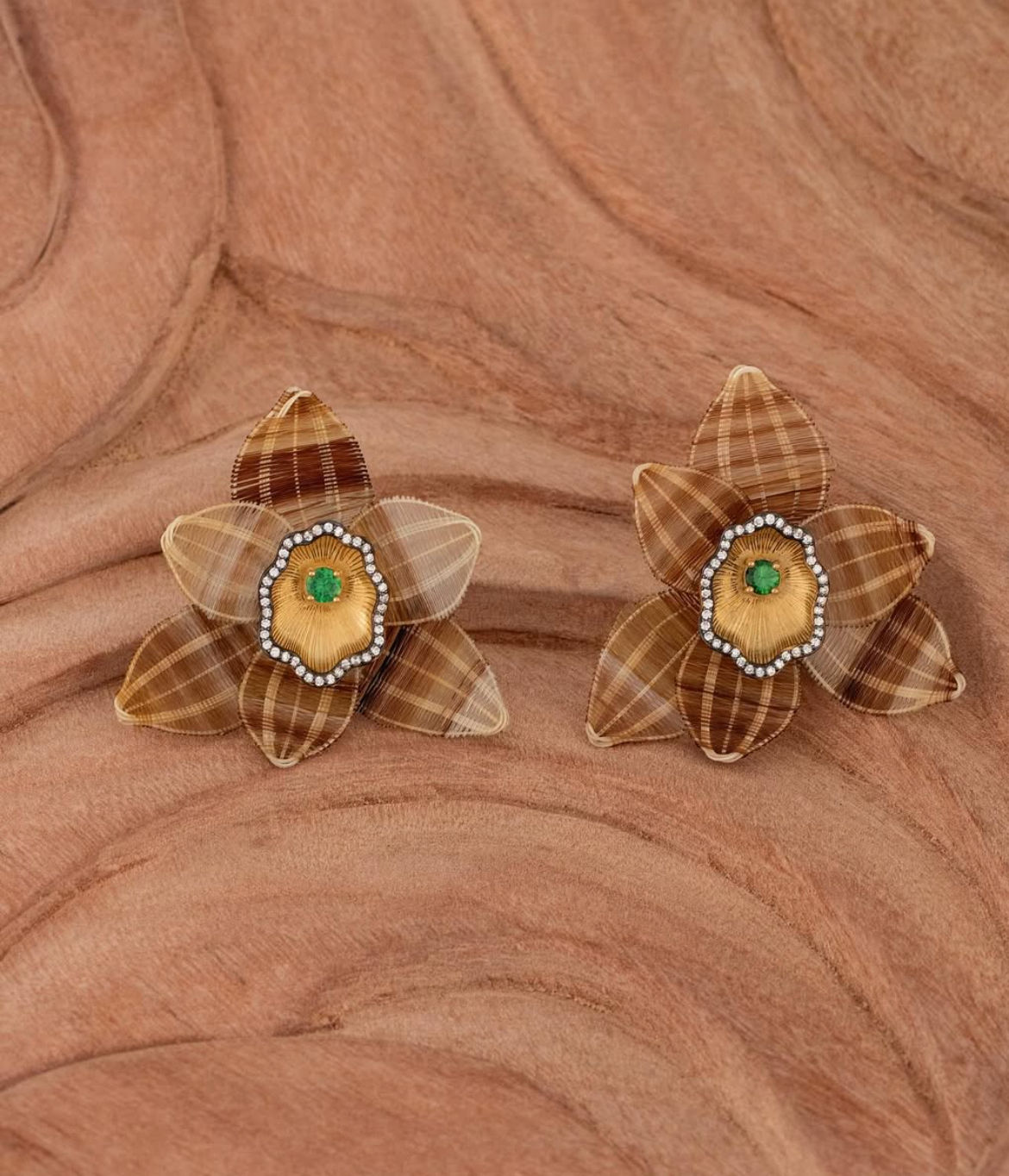 Silvia Furmanovich, White horsehair orchid earrings