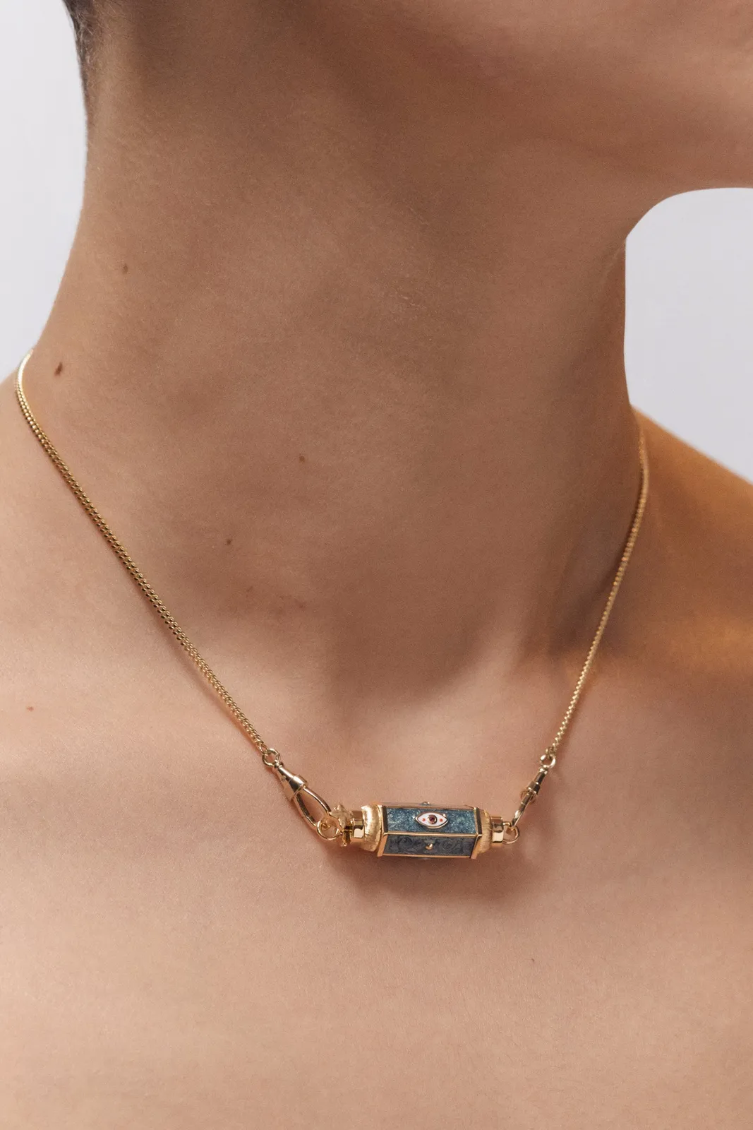 Marie Lichtenberg, Evil eye green baby locket necklace