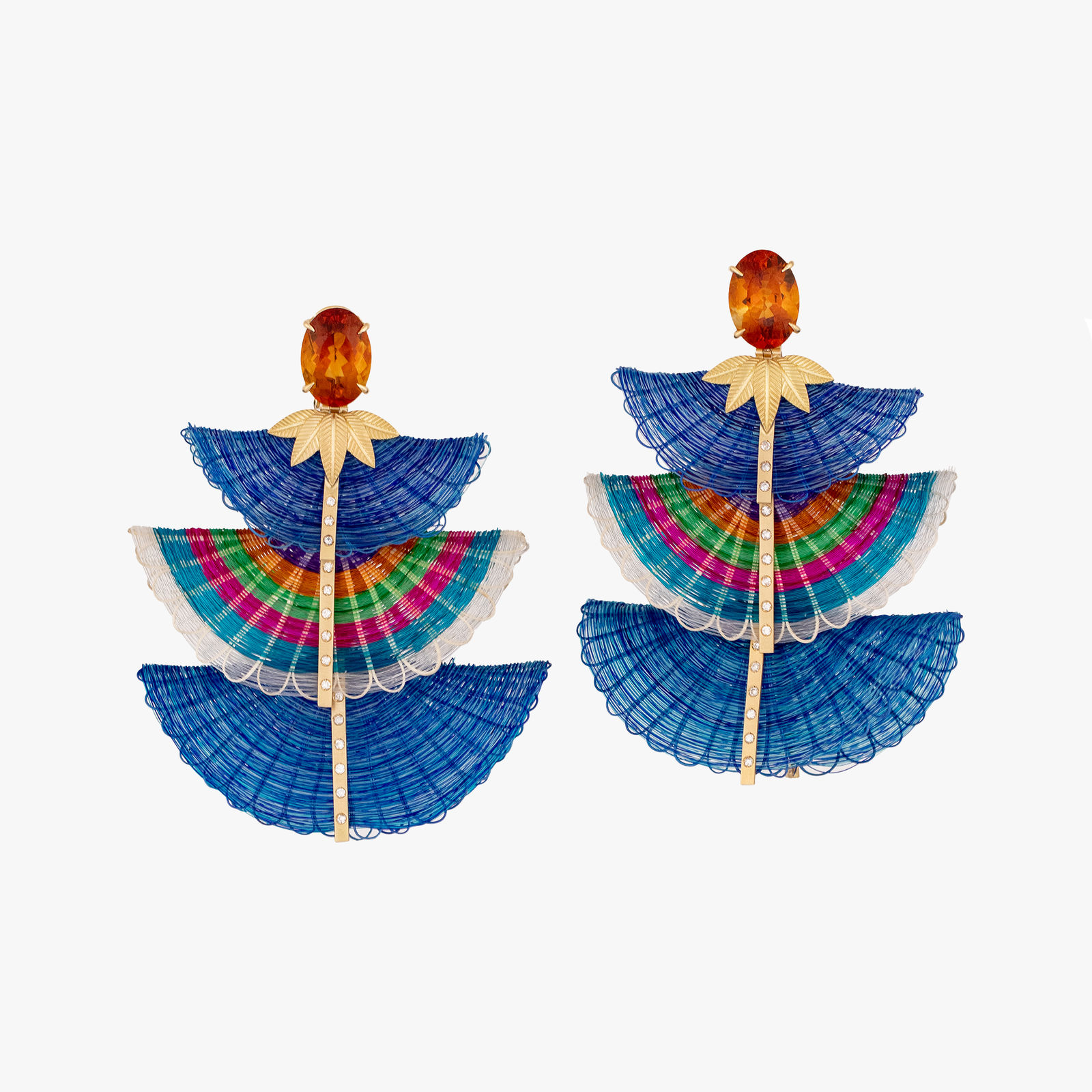 Silvia Furmanovich, Blue horse mane fan earrings