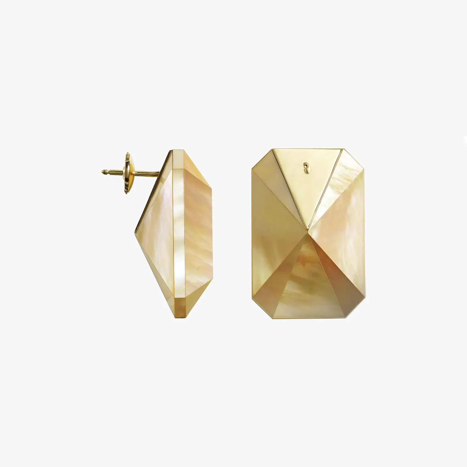 Melanie Georgacopoulos, Mother of pearl emerald earrings