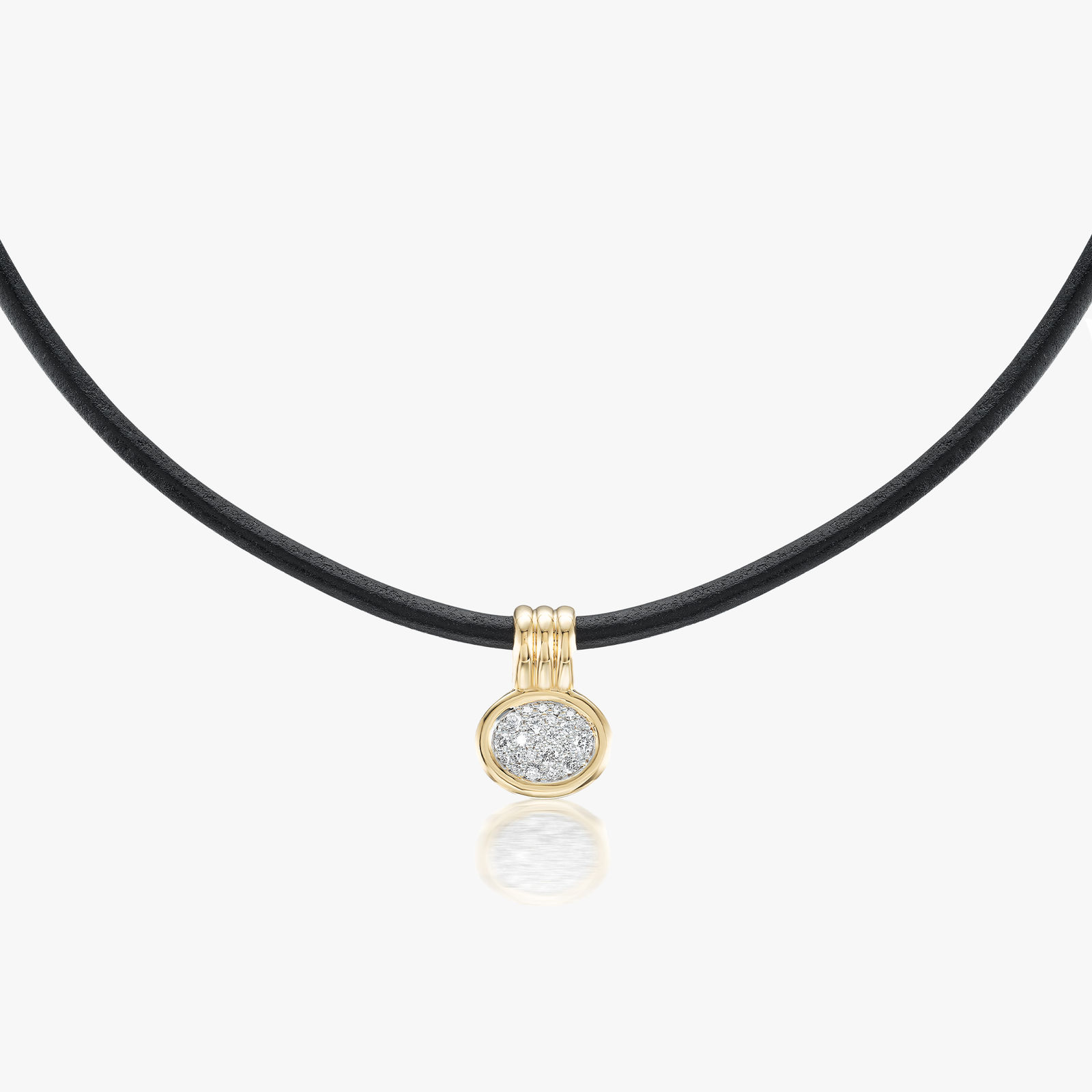 BECK, Scuba leather choker with mini diamond pave