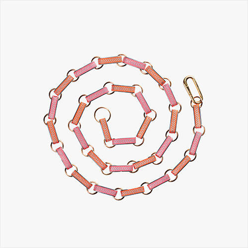 Alice Cicolini, Silver tile 29 link chain with oval pendant