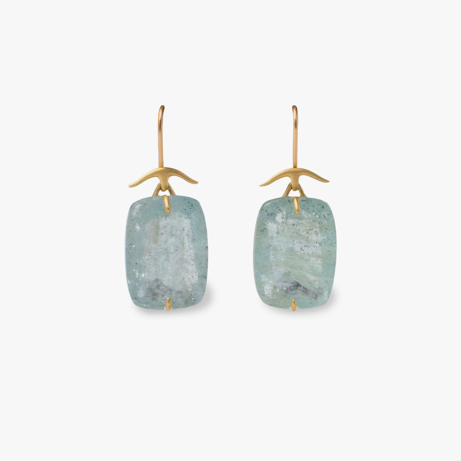 Gabriella Kiss, Cushion cut moss agate earrings