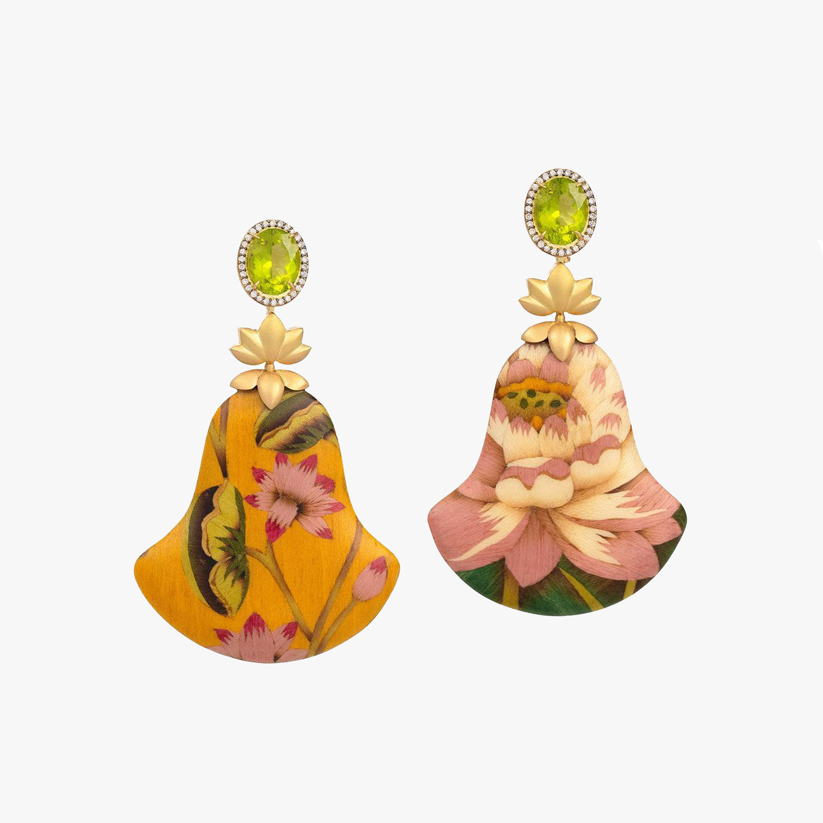 Silvia Furmanovich, Lotus flower marquetry earrings