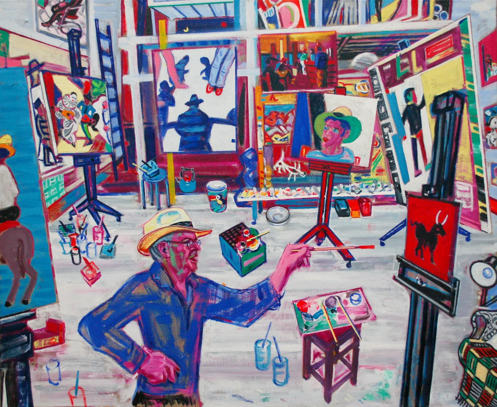 Michael Cullen, Studio Scene with Painting Painter, 2017-18