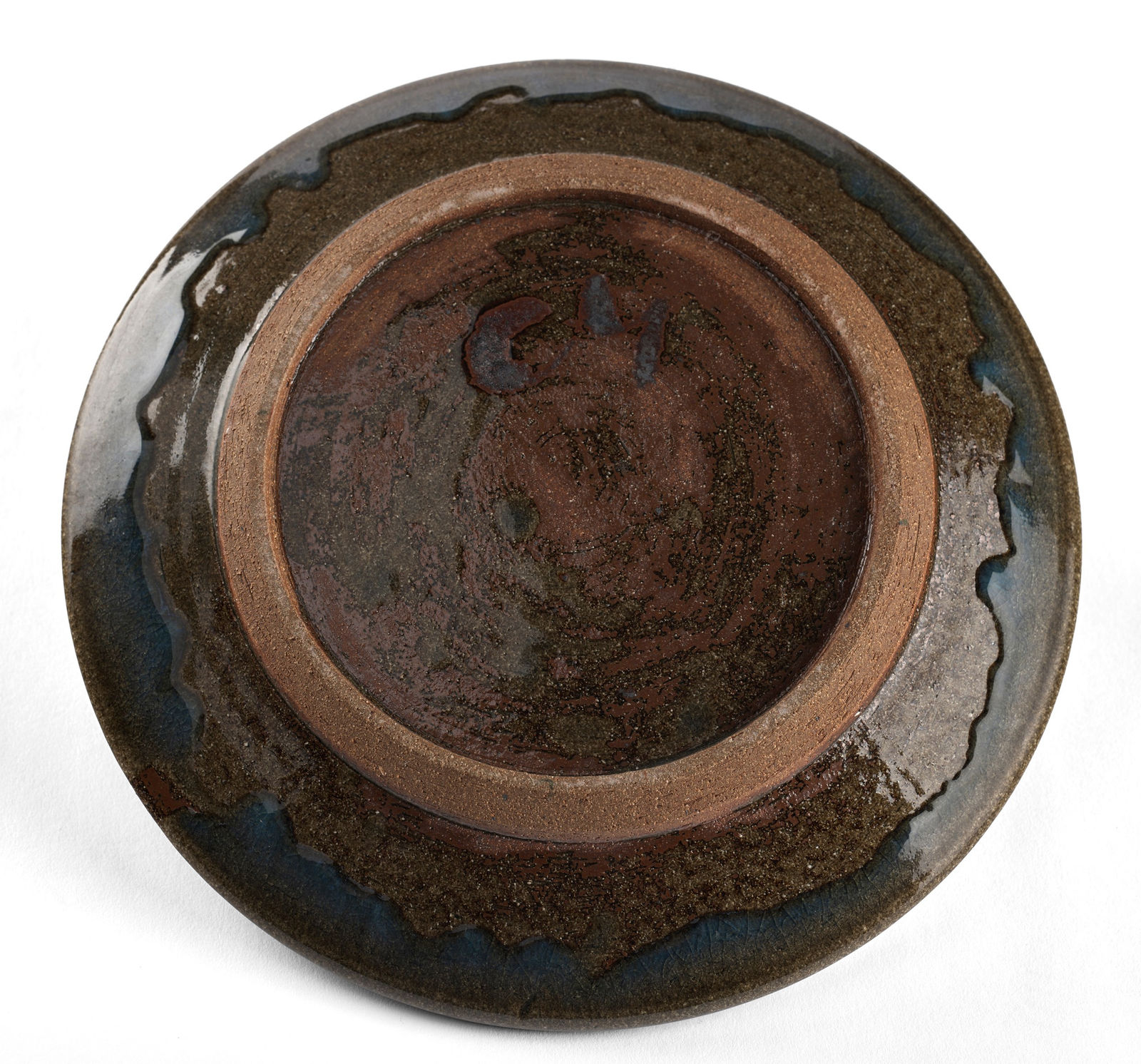 William Plumptre, Slip decorated plate with blue glaze