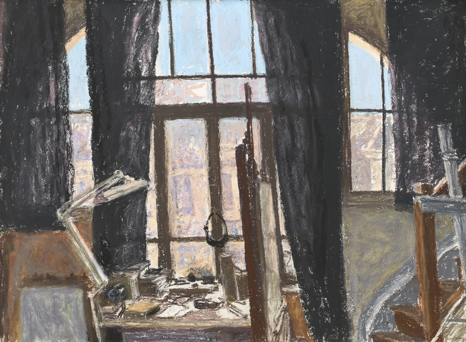Avigdor Arikha, Studio window with curtains, 2005