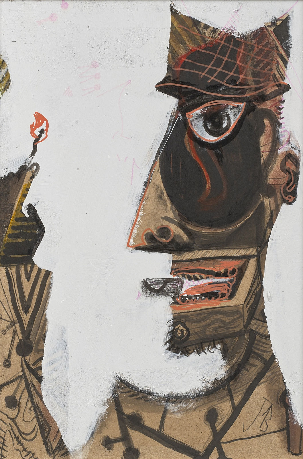 John Byrne RSA, Self portrait with tartan hat