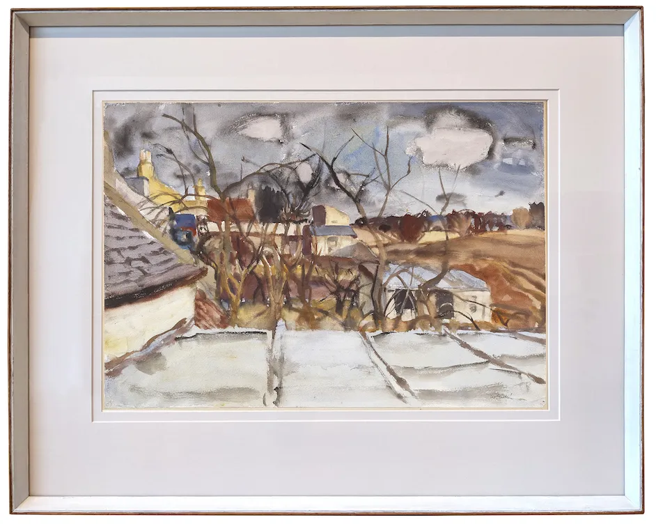 Sir William Gillies RA RSA PRSW, From a window, Temple, c.1940s