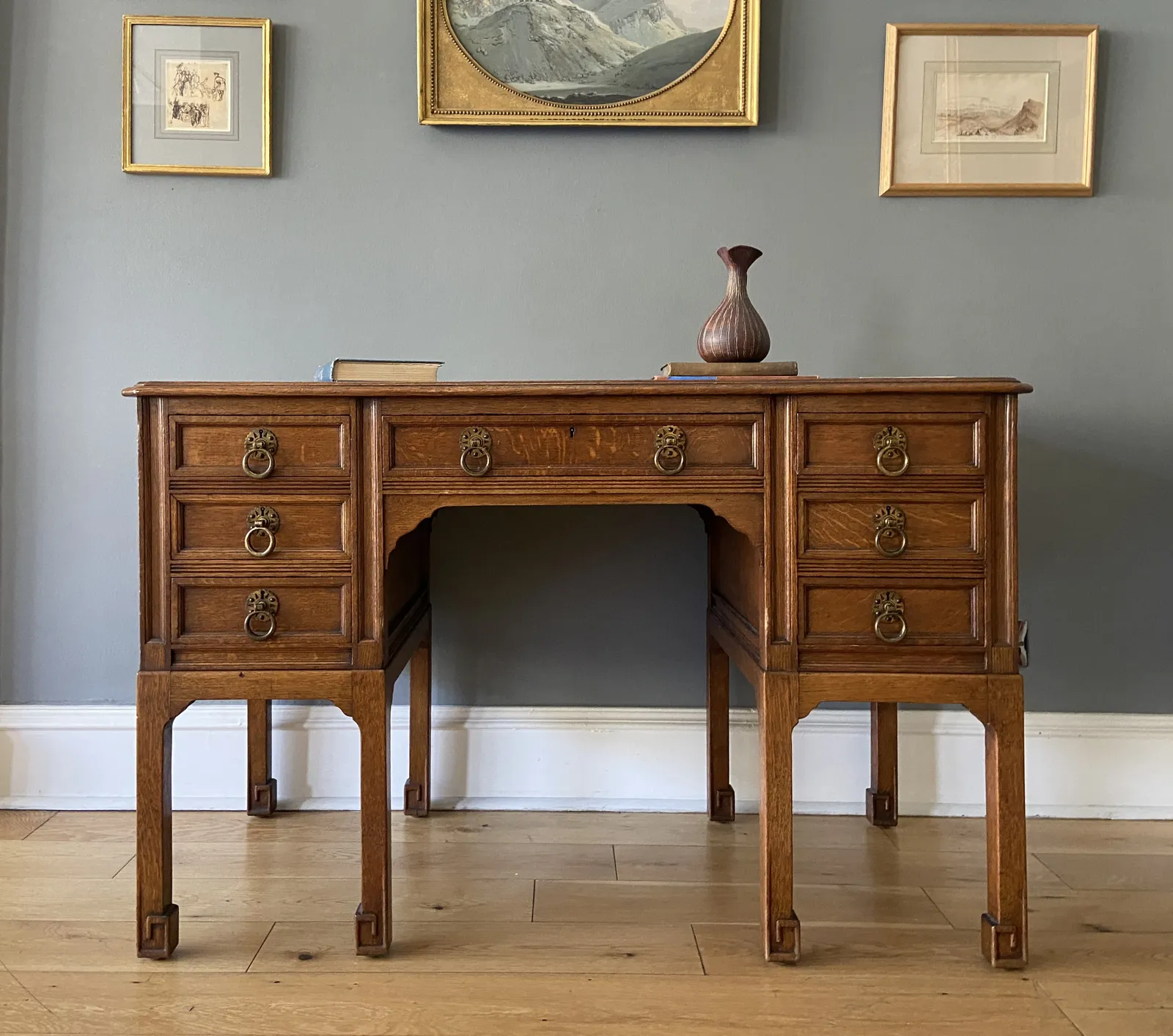 Edward William Godwin (attributed), Oak pedestal desk, c.1880