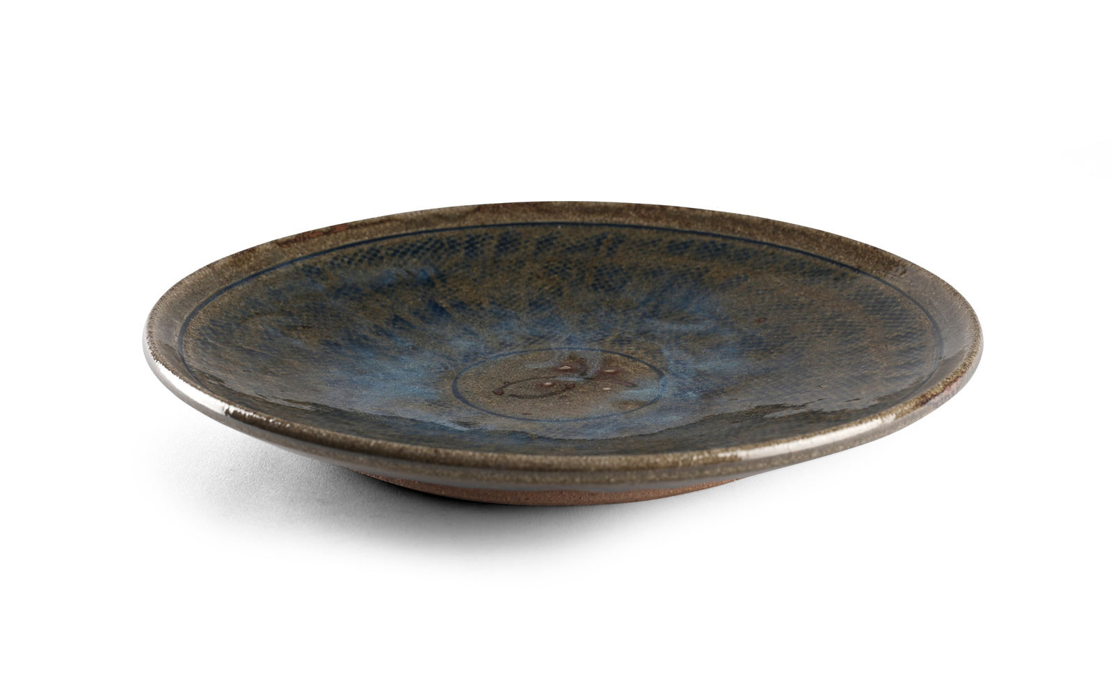William Plumptre, Slip decorated plate with blue glaze