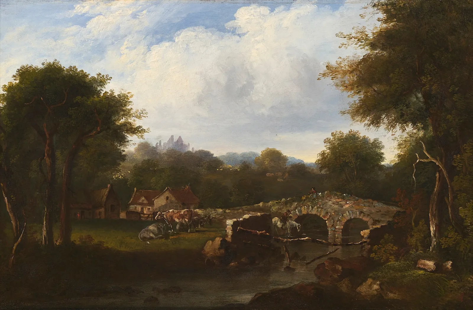 Robert Gibb RSA, Little Farm near Edinburgh, Craigmillar in the distance