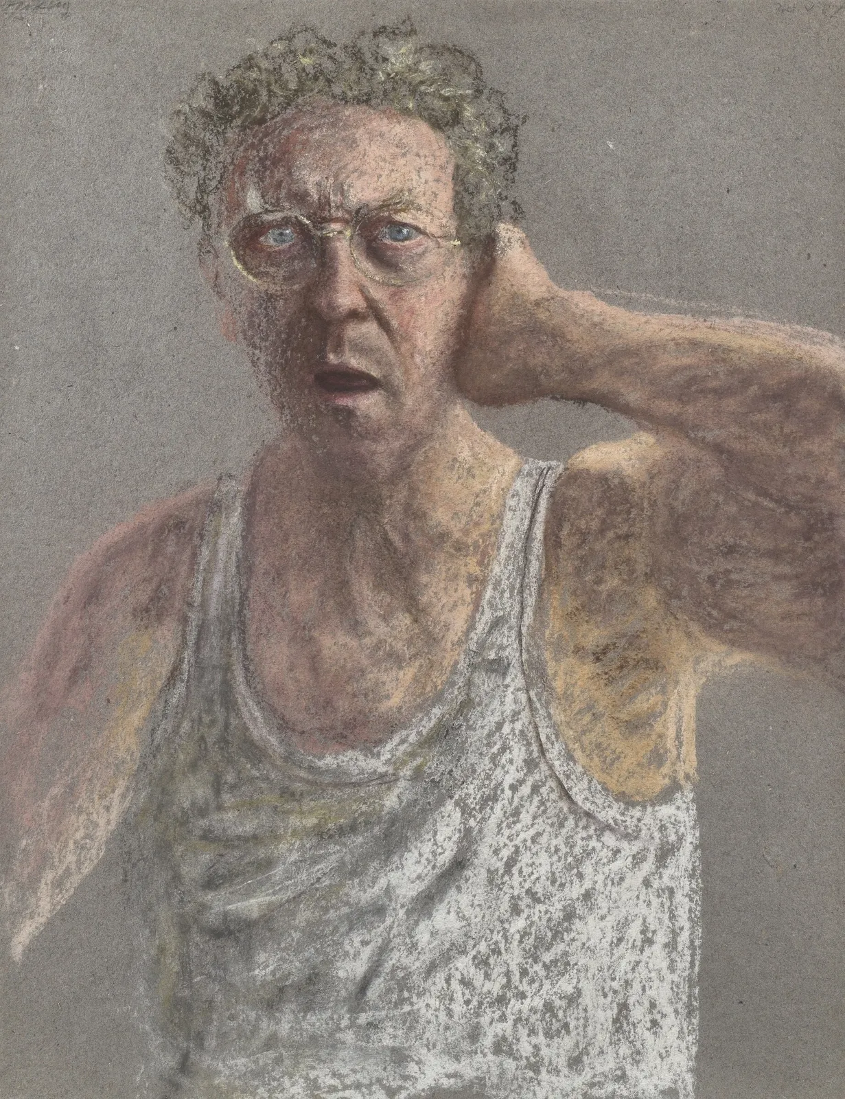 Avigdor Arikha, Self portrait in white vest, 1987
